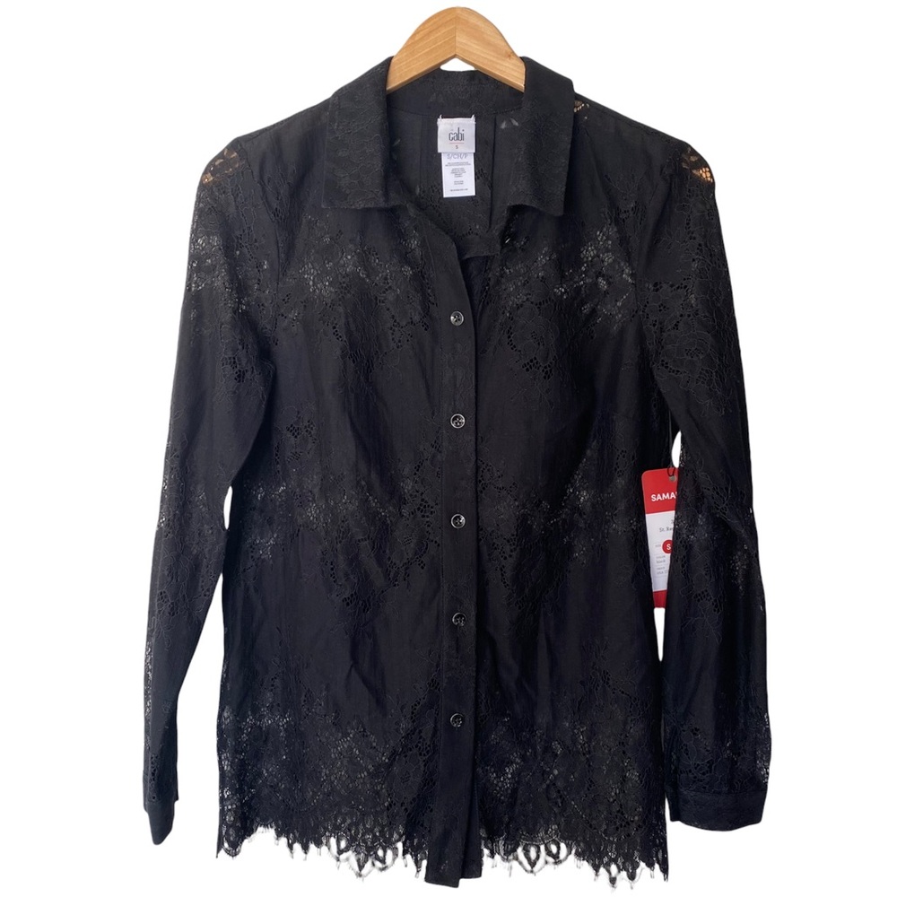 Cabi St. Regis Black Lace Button Up Blouse Size Small - Picture 4 of 8